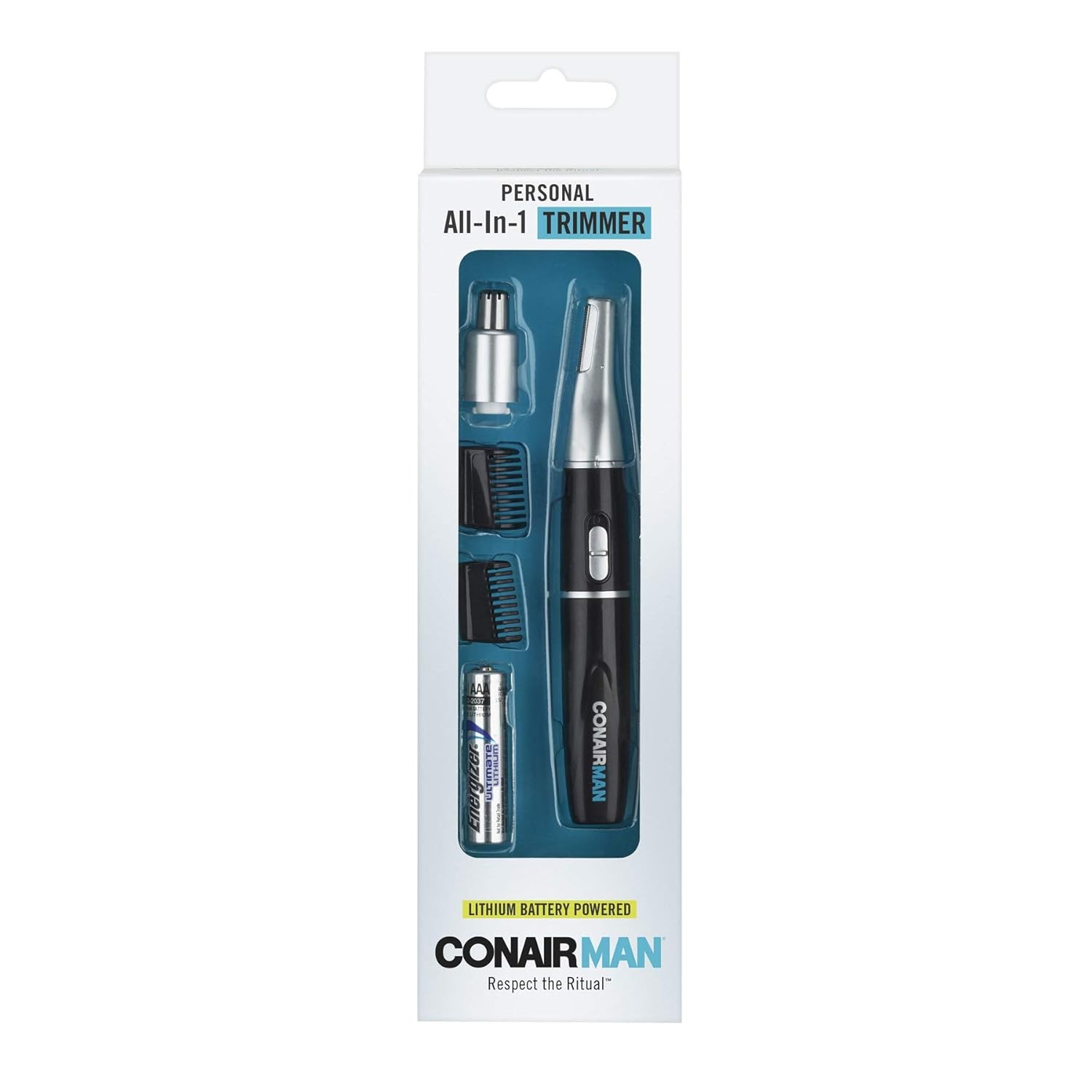 Conairman All-In-One Personal Trimmer For Men, For Nose, Ear, Eyebrows And Sideburns Hair Trimmer, 4 Piece Men'S Grooming Kit, Lithium Battery-Powered : Beauty & Personal Care
