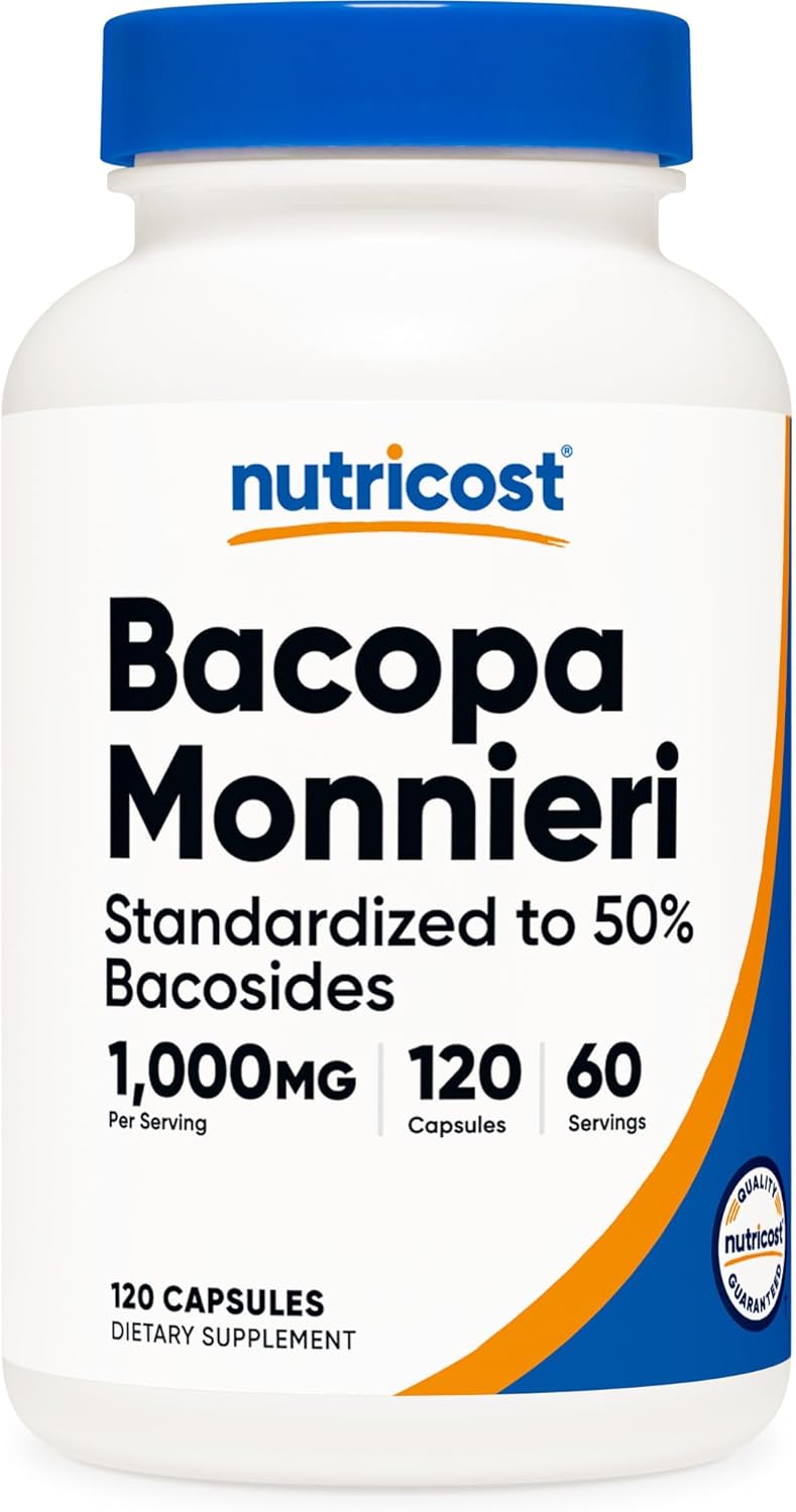 Nutricost Bacopa Monnieri 1,000mg, 120 Capsules (60 Servings) - Non-GMO, Gluten Free, and Vegetarian Friendly