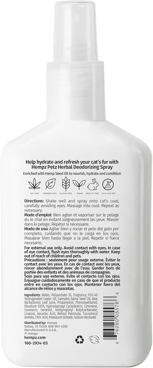 Hempz Petz, Cat Deodorizing Spray, Pet Cologne, Creamy Orange & Red Raspberry Deodorizing Spray, 8.5 Fl. Oz