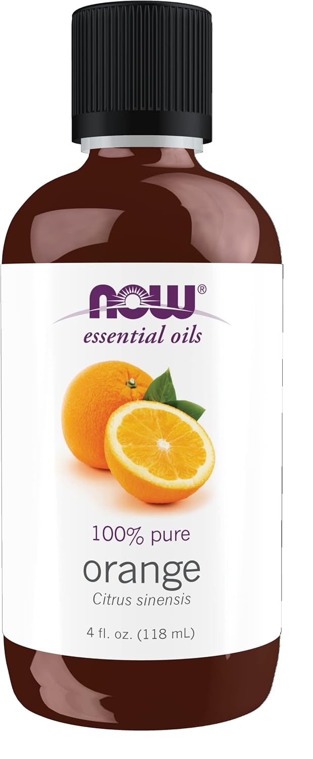 Now Essential Oils, Orange Oil, Uplifting Aromatherapy Scent, Cold Pressed, 100% Pure, Vegan, Child Resistant Cap, 4-