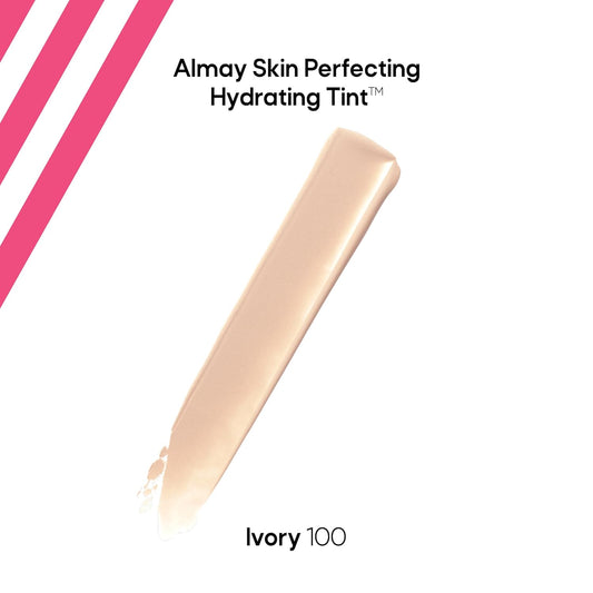 Almay Hydrating Liquid Foundation Tint, Lightweight With Light Coverage, Naturally Dewy Finish, Hypoallergenic, Dermatologist Testedfragrance Free, 100 Ivory, 0.94 Fl Oz