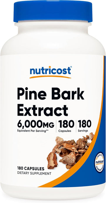 Nutricost Pine Bark Extract 6000Mg Equivalent, 180 Capsules, 300Mg Standardized To Contain 95% Proanthocyanidins - Vegetarian, Non-Gmo And Gluten Free