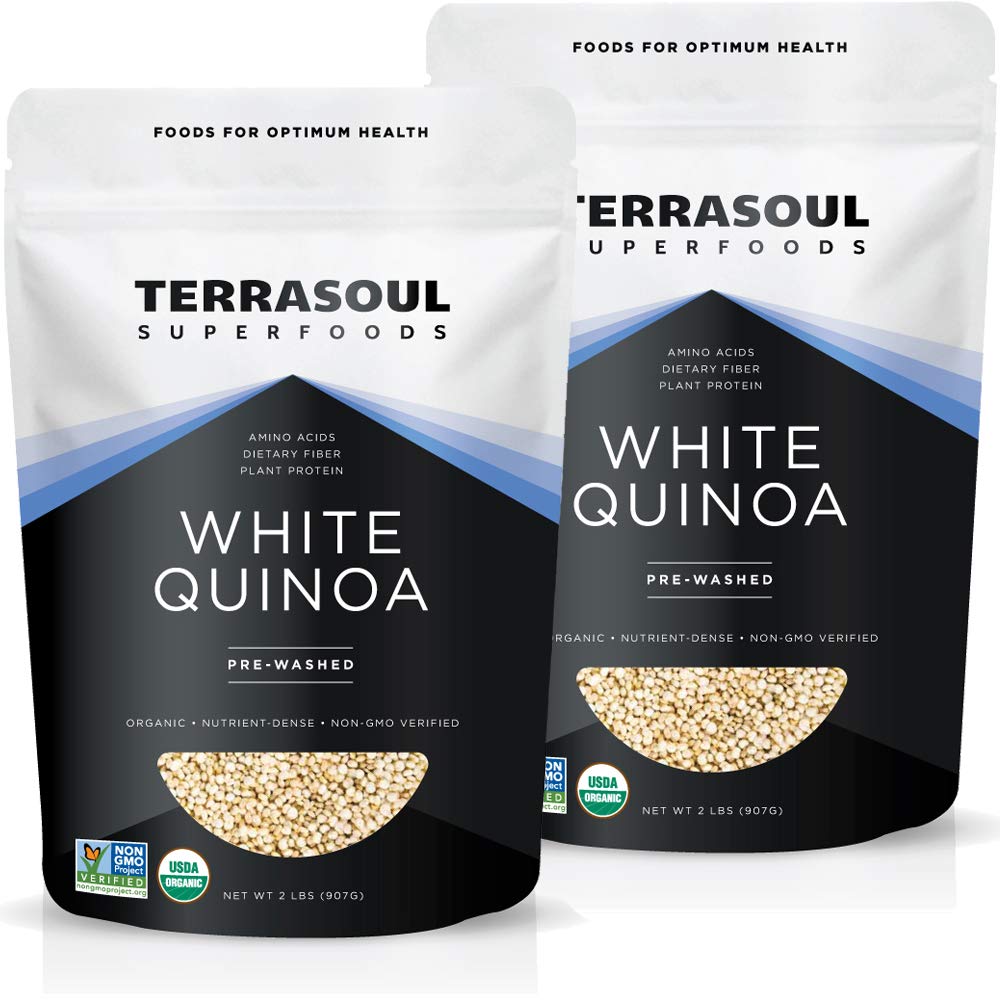 Terrasoul Superfoods Organic White Quinoa, 4 Lbs - Whole Grain | Pre-Washed | Gluten-Free | Plant Protein | Fiber