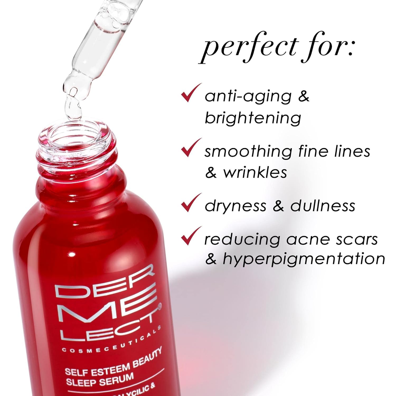 Dermelect Cosmeceuticals Self-Esteem Beauty Sleep Serum – Exfoliating Nighttime Treatment With Glycolic Acid, Salicylic Acid & Vitamin C – Enhances Skin Radiance & Smooths Texture – 1 Oz : Beauty & Personal Care