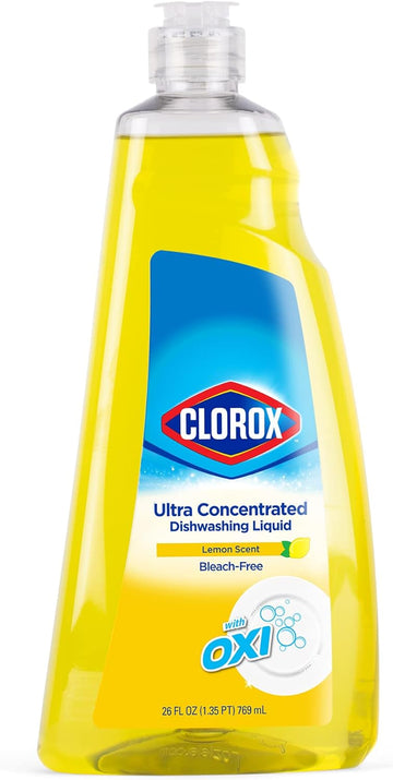 Clorox Liquid Dish Soap | Antibacterial OXY Powered Dishwashing Liquid Cuts Through Tough Grease FAST | Quick Rinsing Formula | A Powerful Clean You Can Trust, Lemon Scent, 26 Fl Oz