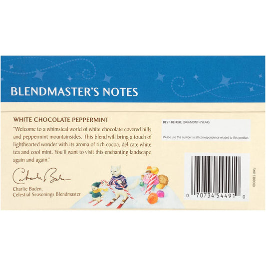 Celestial Seasonings White Tea, White Chocolate Peppermint, Contains Caffeine, 20 Tea Bags (Pack Of 6)
