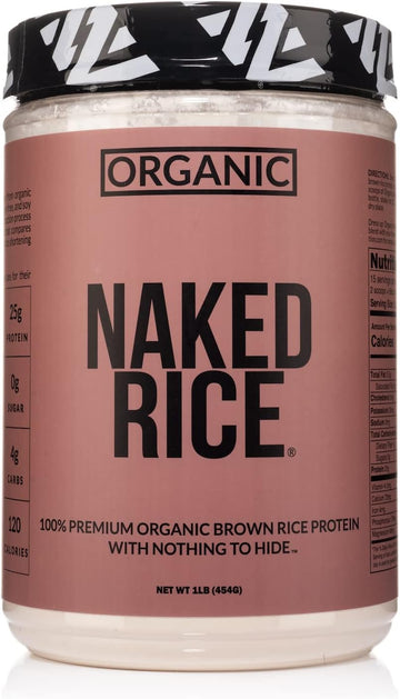 Naked Rice 1Lb - Organic Brown Rice Protein Powder - Vegan Protein Powder, Gmo Free, Gluten Free & Soy Free. Plant-Based Protein, No Artificial Ingredients - 15 Servings