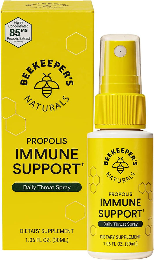 Propolis Throat Spray by Beekeeper's Naturals - 95% Bee Propolis Extract, Natural Immune Support & Sore Throat Relief - Antioxidants, Keto, Paleo, Gluten-Free (1.06 oz)(Pack of 1)