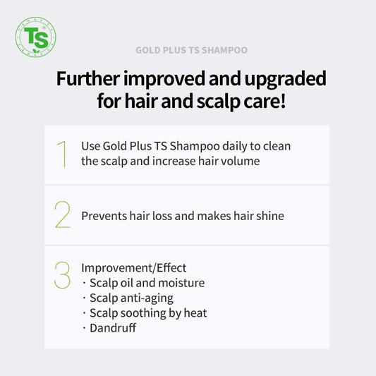 Ts Gold Plus Shampoo (2Ea Set) | Hair Loss Shampoo With Biotin, Gold Extract & Niacinamide | Scalp Circulation & Volume Care | Sulfate-Free Korean Hair Care For Thinning Hair (17.6 Fl Oz / 500Ml)