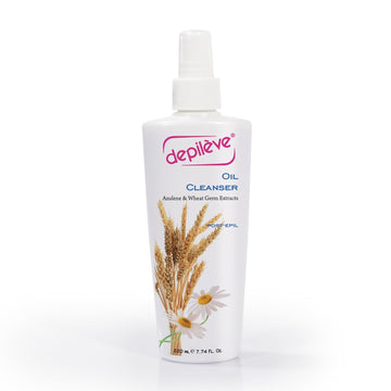 Depileve Oil Cleanser - Azulene Oil - Removes Wax Residue - Aftercare Enriched With Wheat Germ - For All Skin Types - Post Waxing Massage Oil, 7 Oz