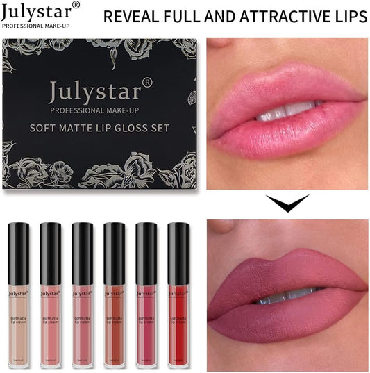 Julystar Matte Lip Glaze Set Colorful Lipstick Lip Gloss Set