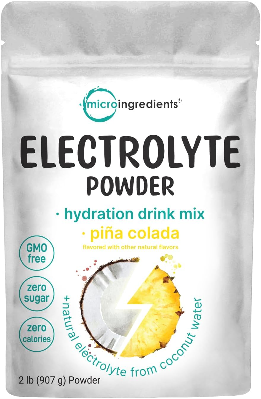 Micro Ingredients Hydration Electrolyte Powder, 2Lbs (139 Servings) | Keto & No Sugar – High Potassium (1,000Mg) With Tropical Piña Colada Flavor & Natural Coconut Water | Non-Gmo