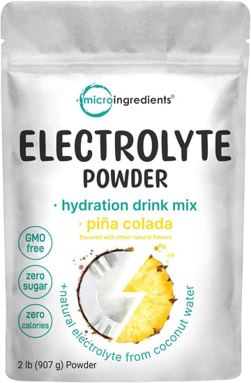 Micro Ingredients Hydration Electrolyte Powder, 2Lbs (139 Servings) | Keto & No Sugar – High Potassium (1,000Mg) With Tropical Piña Colada Flavor & Natural Coconut Water | Non-Gmo