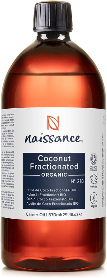 Naissance Organic Liquid Fractionated Coconut Oil (No. 218) - 870ml - for Skin, Hair, Lip Gloss, Beauty Recipes, Massage, Cuticles - MCT Oil