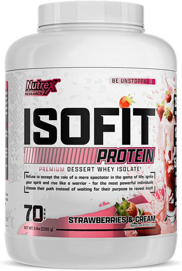 Nutrex Research Isofit Whey Protein Powder Instantized 100% Whey Protein Isolate (70 Servings, Strawberries & Cream)