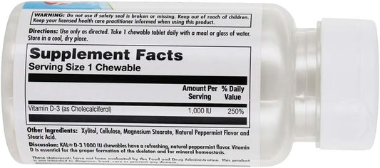 D-3 25 mcg (1000 IU) Chewables 200ct / Chewable / Peppermint