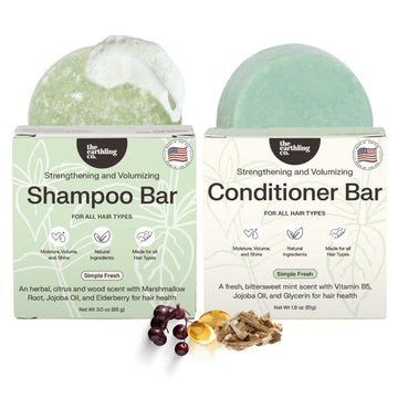 The Earthling Co. Shampoo & Conditioner Bar Set - Promote Growth, Strengthen & Volumize All Hair Types - Paraben & Sulfate Free Formula With Natural Ingredients For Dry Hair (Simple Fresh)