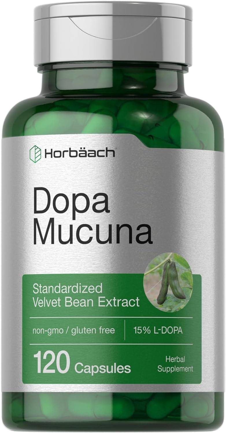 Horbäach Dopa Mucuna | 120 Capsules | Velvet Bean Extract | 15% L-Dopa | Non-GMO & Gluten Free Herbal Supplement