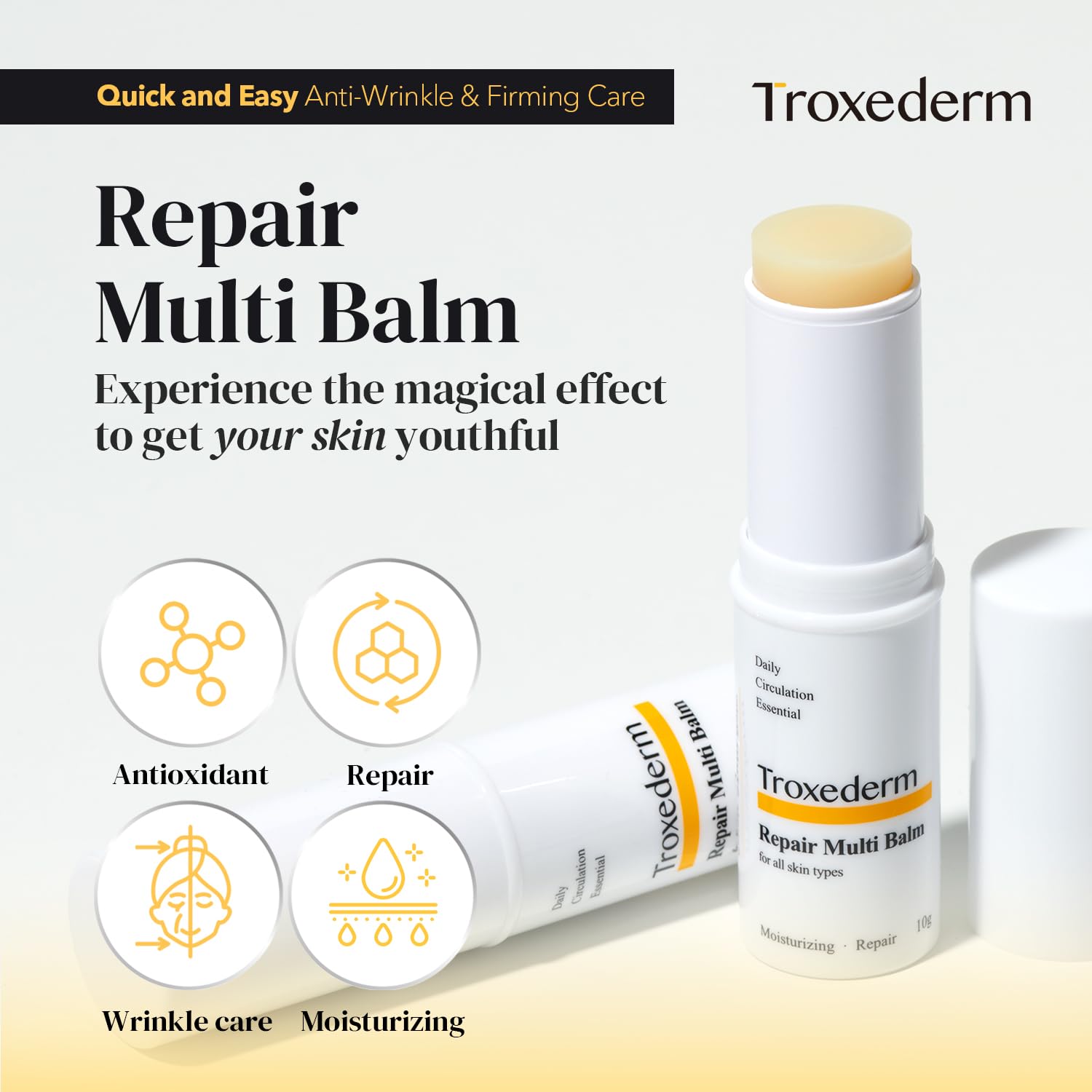 Repair Multi Balm - Fine Line Care For Youthful Skin With A Natural Glow, Nourishing And Refreshing, Contains Shea Butter, Sunflower Seed Oil, Troxerutin, And Adenosine. 0.35Oz (10G)