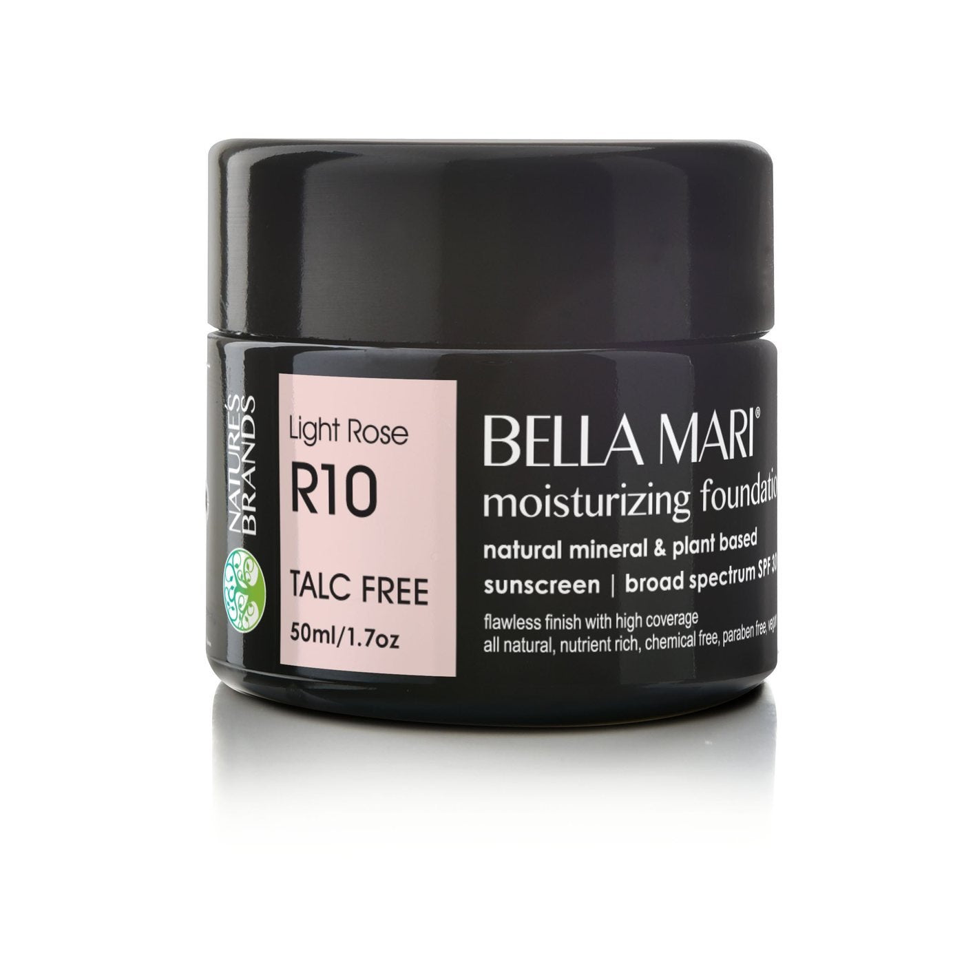 Bella Mari Natural Moisturizing Foundation, Light Tan (T10); 2Floz Pba-Free Plastic