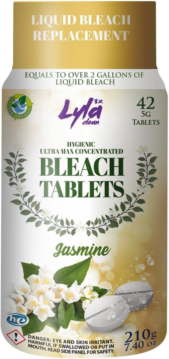 Ultra Max Bleach Tablets for Laundry and Cleaning. 42 Tablets 7.4 OZ Phosphate Free Replaces Liquid Bleach (Jasmine)