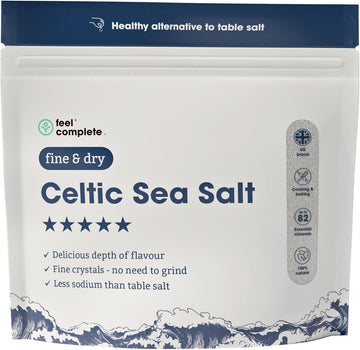 Feel Complete - 200G Fine & Dry Celtic Salt – No Grinding Needed – Organic Approved, 82 Essential Minerals – Healthy Celtic Sea Salt Organic Alternative To Table Salt