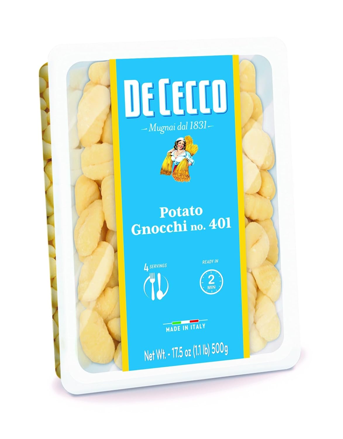 De Cecco Pasta, Potato Gnocchi No.401, 17.6 Oz - Made In Italy, High In Protein & Iron, Bronze Die
