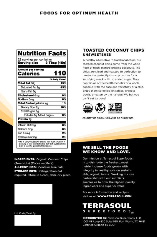 Terrasoul Superfoods Organic Toasted Coconut Chips, 1.5 Lbs - Unsweetened | Unsalted | Perfectly Toasted Coconut