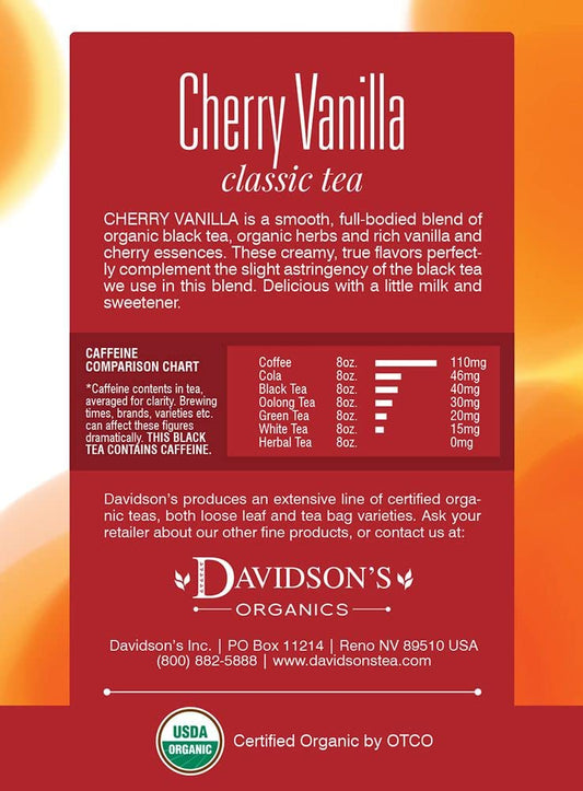 Davidson'S Organics, Cherry Vanilla, 8-Count Tea Bags, Pack Of 12