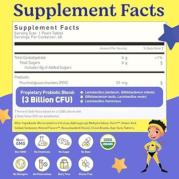 Lovebug Probiotics Little Ones Kids Probiotics, 120 Pearls – 3 Billion Cfu W/Added Prebiotic Fiber – Allergen-Free, Non-Gmo : Health & Household