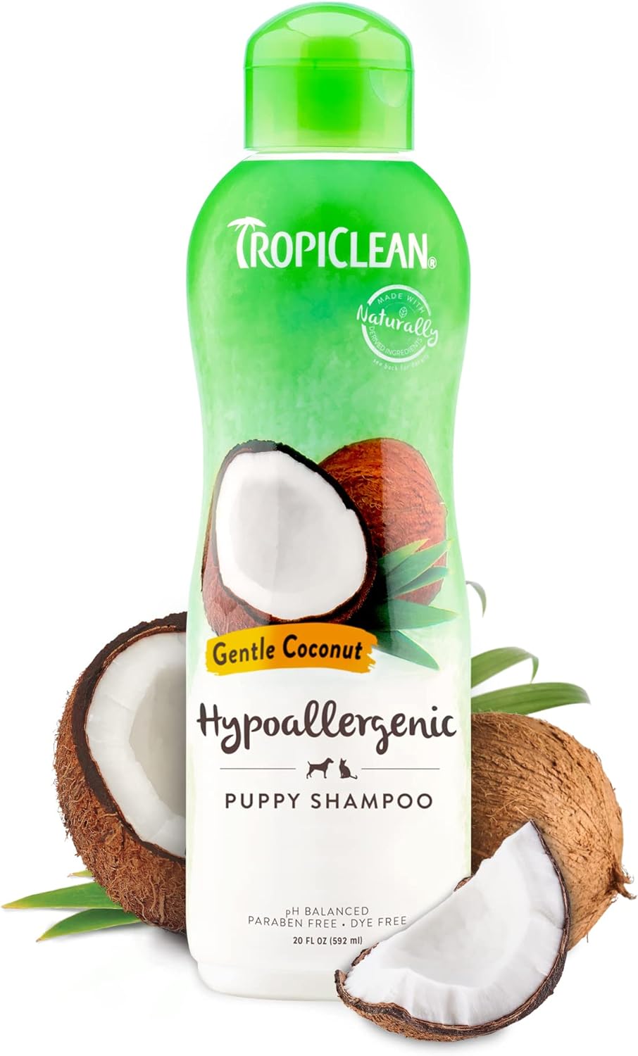 TropiClean Dog Shampoo Grooming Supplies - Hypoallergenic Puppy & Kitten Shampoo Gentle Cleansing for Sensitive Skin - Derived from Natural Ingredients - Used by Groomers - Gentle Coconut, 592ml?TRGNSH20Z