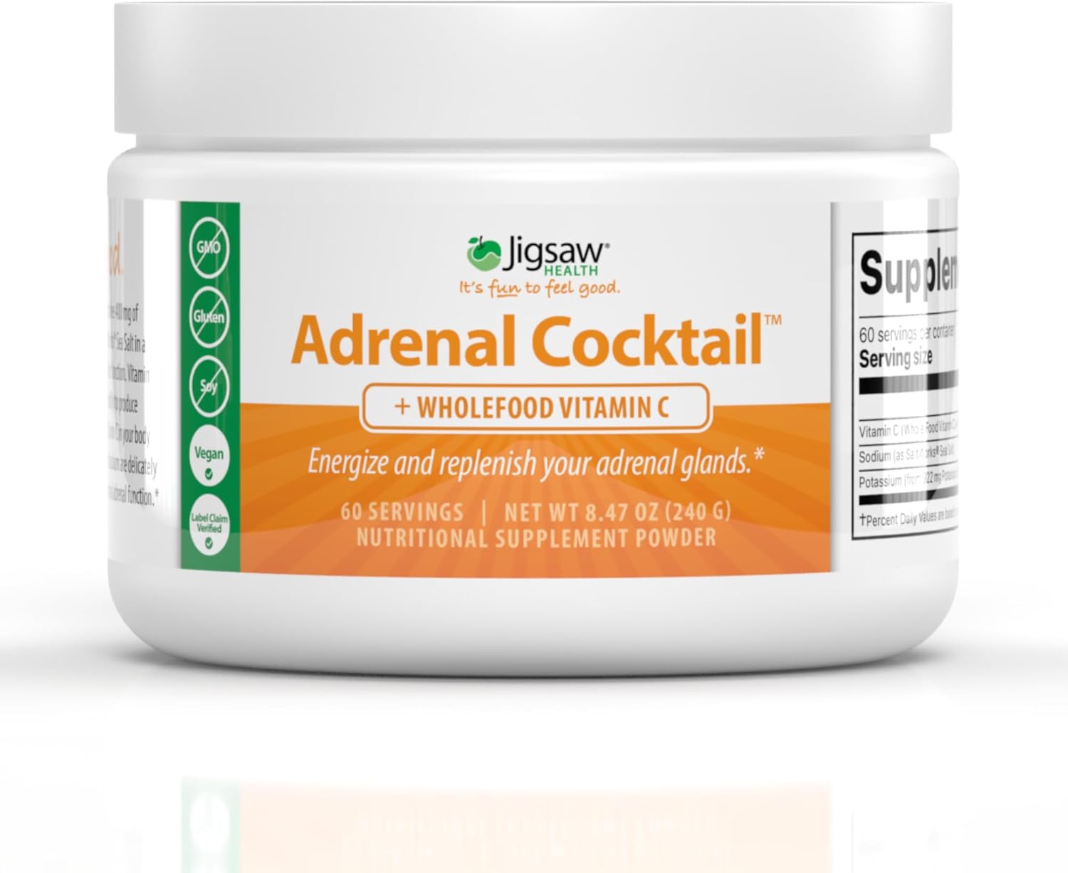 Jigsaw Health Adrenal Cocktail + Wholefood Vitamin C | With Potassium Bicarbonate, Sea Salt, And Acerola Cherry Extract | 360 Capsules 60 Servings