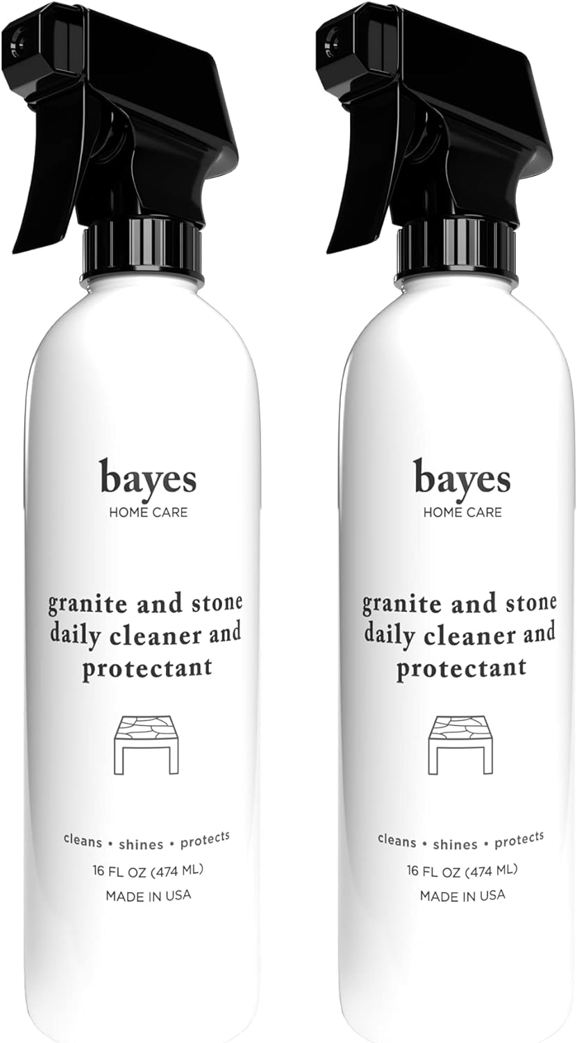 Bayes Granite and Stone Daily Cleaner and Protectant - Cleans, Shines, and Protects - For Granite, Quartz, Marble, Tile, and Natural Stone Surfaces - 16 oz, 2 Pack