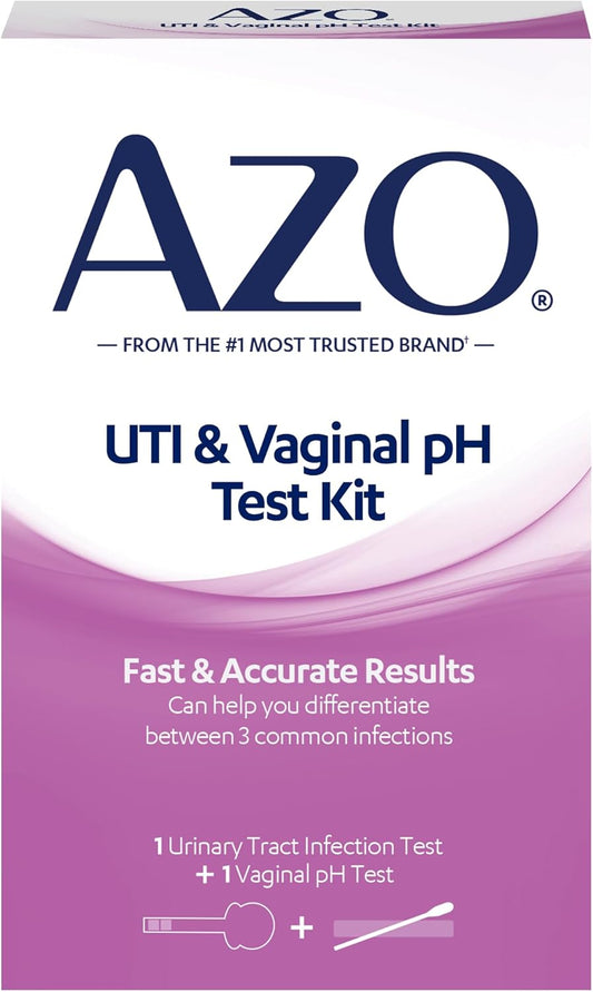 Azo Urinary Tract Infection Test Strip + Vaginal Ph Test Kit + Yeast Infection & Vaginal Symptom Relief Tablets, 60 Count