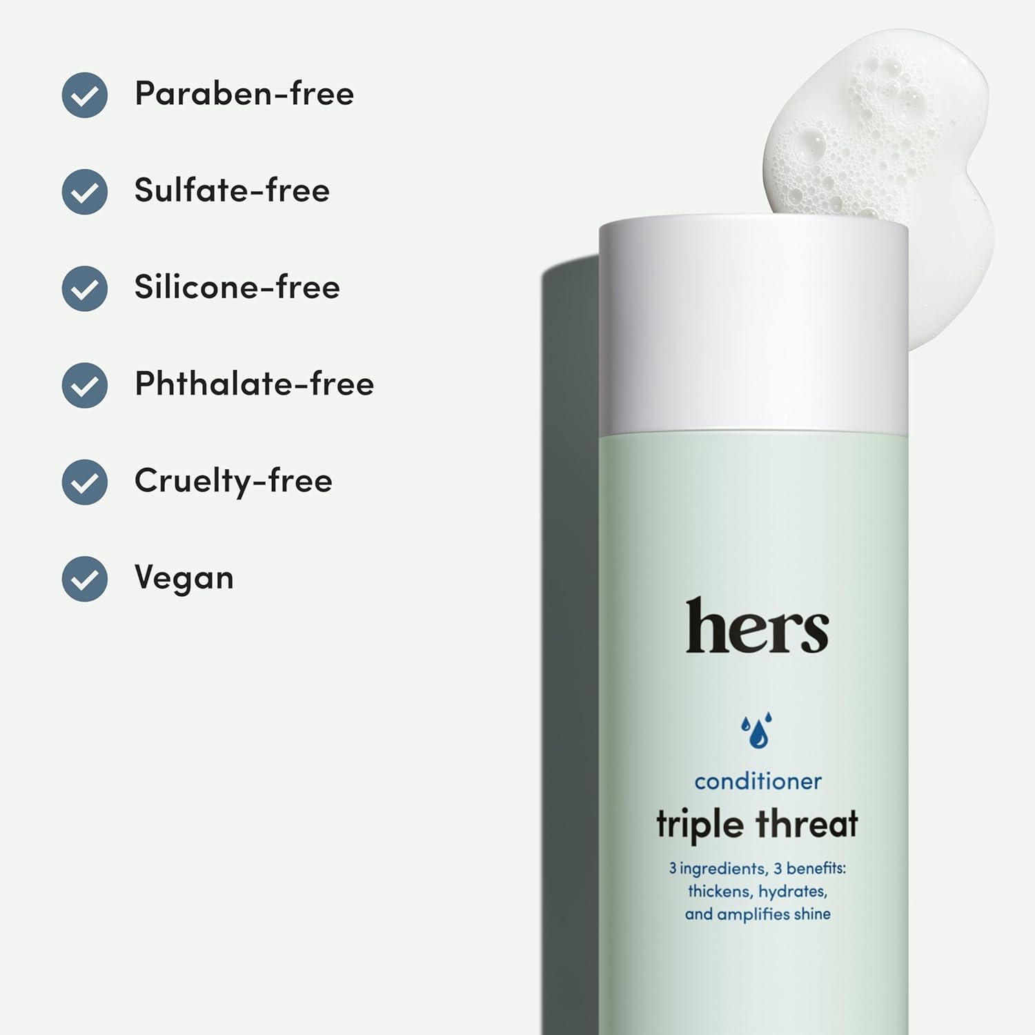 Hers Triple Threat Conditioner For Women - Thickening, Moisturizing, Reduces Shedding - Color Safe Hair Loss Conditioner - Napa Rose - 6.4 Fl Oz
