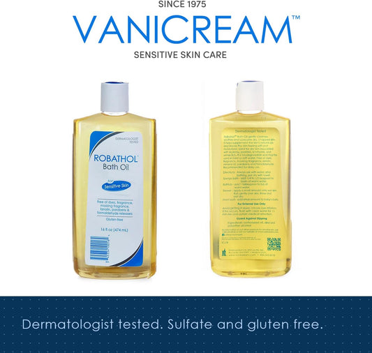 Vanicream Robathol Bath Oil - 16 Fl Oz - Fragrance-Free Formula To Help Leave Sensitive Skin Feeling Replenished