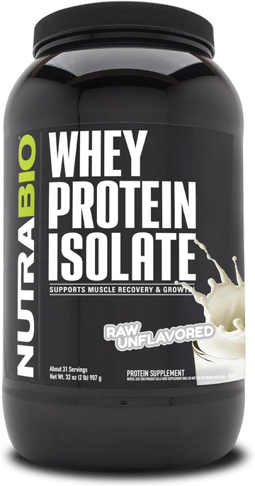 NutraBio Whey Protein Isolate Supplement ? 25g of Protein Per Scoop with Complete Amino Acid Profile - Soy and Gluten Free Protein Powder - Zero Fillers and Non-GMO - Raw Unflavored - 2 Lbs