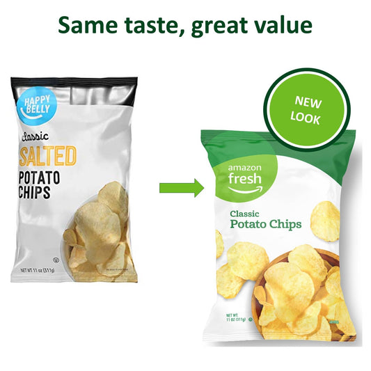 Amazon Fresh, Classic Potato Chips, 11 Oz (Previously Happy Belly, Packaging May Vary)