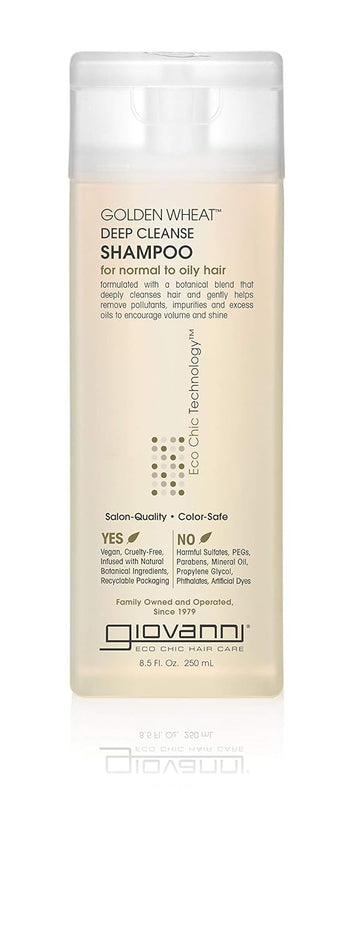 Giovanni Eco Chic Golden Wheat Deep Cleanse Shampoo - Shampoo For Oily Hair, Deep Cleansing With Botanical Oils, Helps Encourages Volume & Shine, Color Safe - Spearmint Oil + Aloe Vera, 8.5 Oz