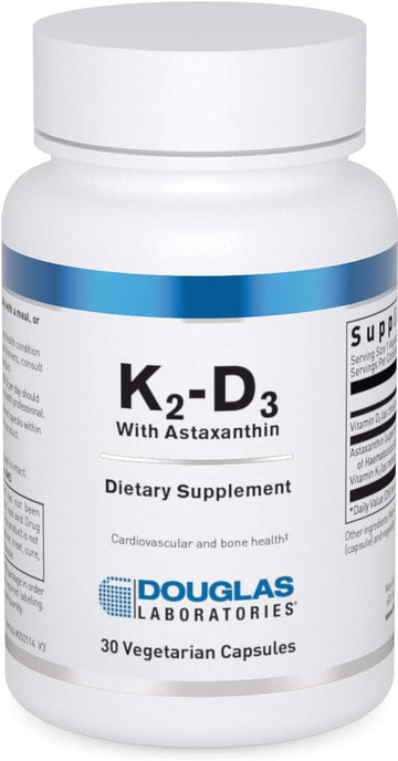 Douglas Laboratories K2-D3 With Astaxanthin - Antioxidant Support For Bones, Immune Function & Vascular Health* - With Menaquinone-7 & D Vitamin - 30 Vegetarian Capsules