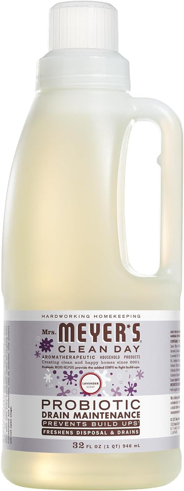 Mrs. Meyer'S Clean Day Probiotic Drain Maintenance Liquid, Lavender, Freshens Disposals And Drains, 32 Fl Oz