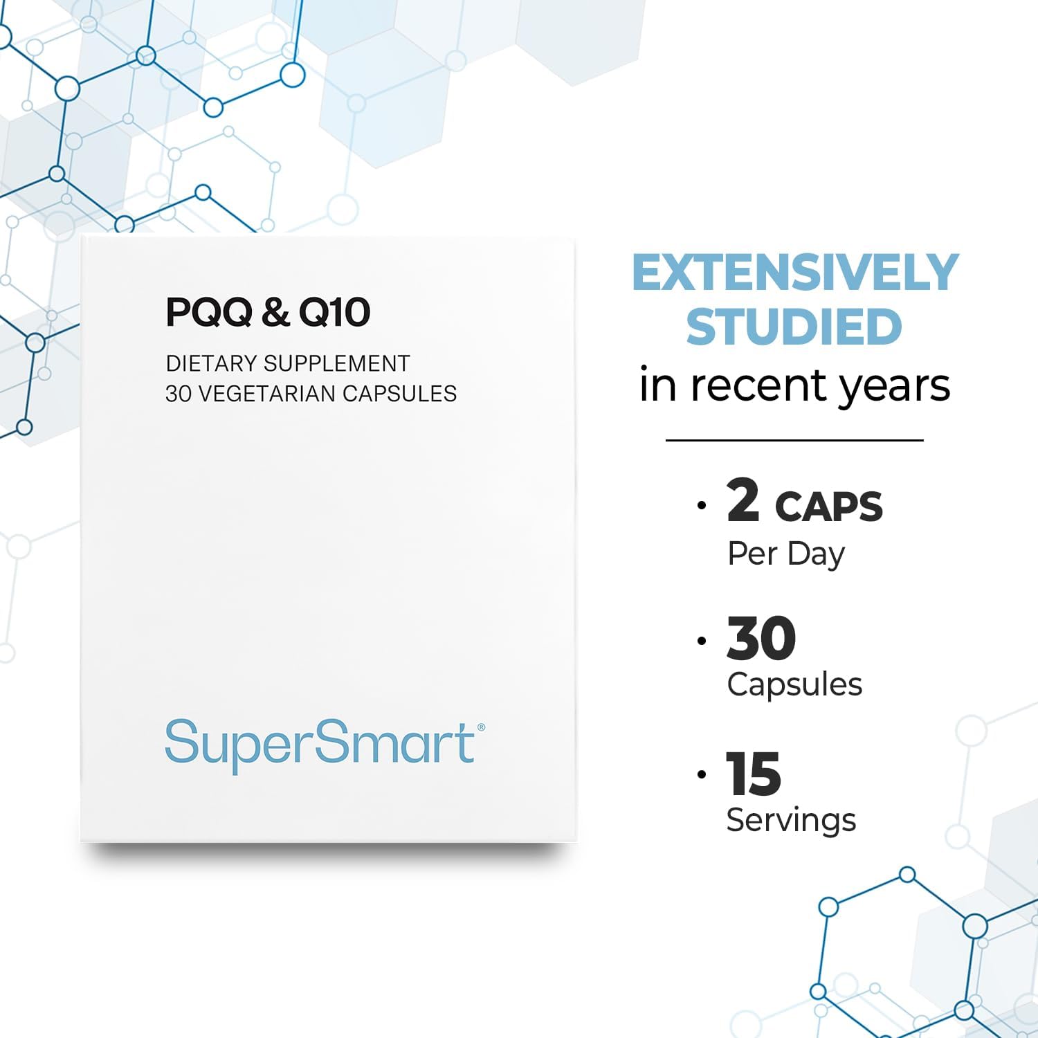 Supersmart - Pqq & Q10 (Coq10) - Powerful Antioxidant Used To Protect Mitochondria Up To 20% For Aging Cells | Non-Gmo & Gluten Free - 30 Vegetarian Capsules : Health & Household