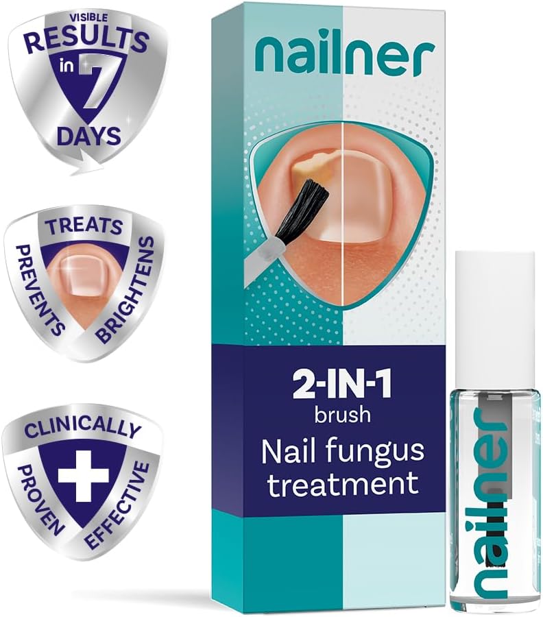 Nailner 2-In-1 Fungal Nail Treatment Brush 14 Ml - Treat, Brighten & Prevent Fungal Nail Infection -Xl Pack- Healthier And Brighter Looking Nails After 7 Days