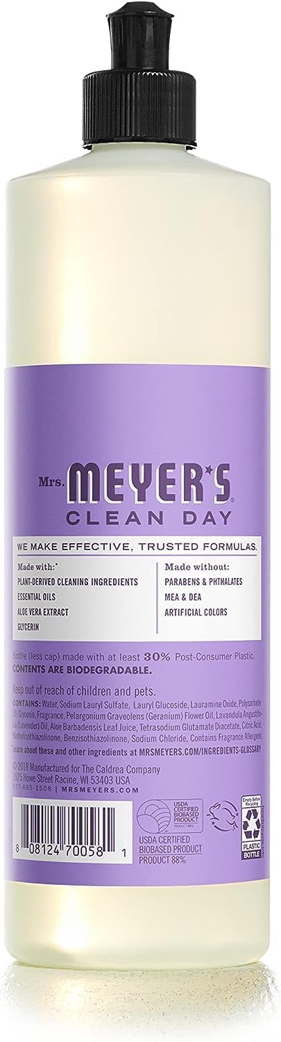 MRS. MEYER'S CLEAN DAY Variety, 1 Mrs. Meyer's Liquid Hand Soap, 12.5 OZ, 1 Mrs. Meyer's Liquid Dish Soap, 16 OZ, 1 CT (Lilac) : Health & Household