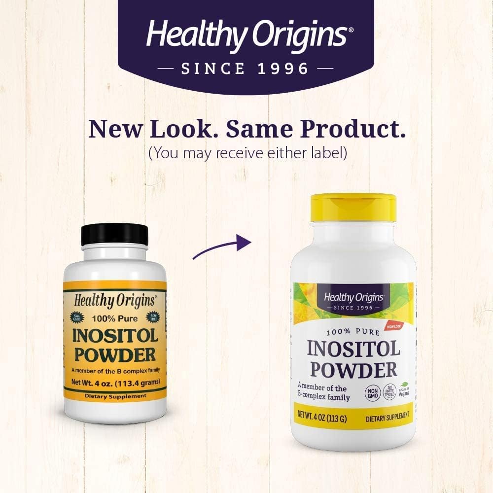 Healthy Origins Inositol Powder, 113.4 g - for Skin, Hair & Nail Health - Vitamin B8 Powder Supplement - Part of The B Complex Family - Vegan, Non-GMO & Gluten-Free Supplement - 4 Oz : Health & Household