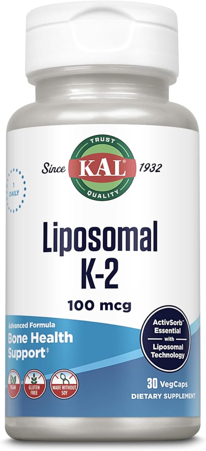 KAL Liposomal Vitamin K2 Supplement with MK7 100 mcg, High Absorption,