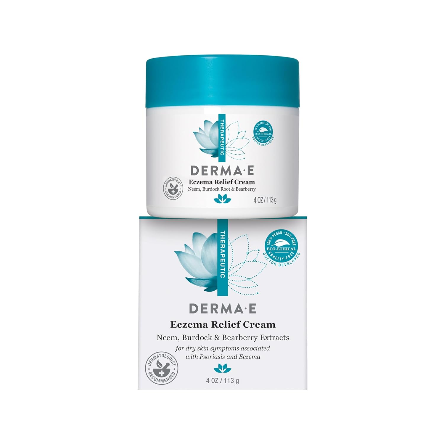 DERMA-E Eczema Relief Cream ? All Natural Itch Relief Cream ? Soothing Eczema Cream Relieves Flaky, Scaly and Dry Skin - Antioxidant-Rich Topical Eczema and Psoriasis Cream, 4oz