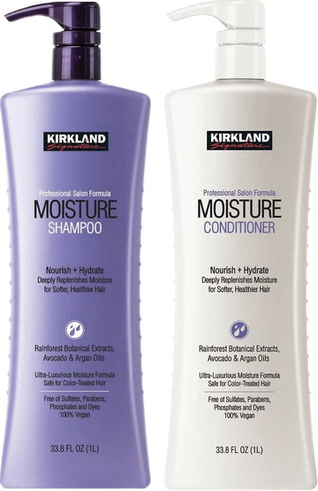 TraderB Kirkland Signature Professional Salon Formula Moisture Shampoo & Conditioner 33.8fl oz 1 litter (Two Bottles)