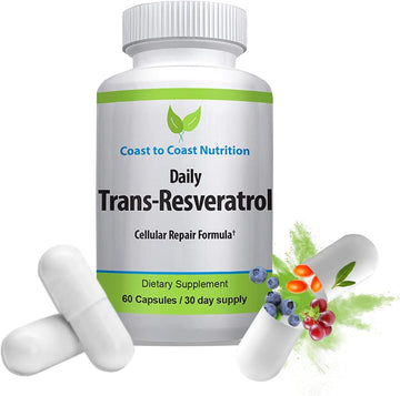 Trans-Resveratrol Supplement - Organic Capsules – Vegan Supplements For Women And Men, Natural Antioxidant, Polyphenols Supplement, Anti Aging - 60 Capsules, 600Mg, 30 Day Supply