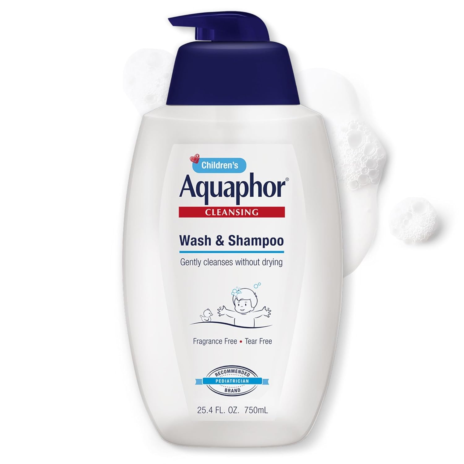 Aquaphor Children'S Body Wash And Shampoo, Fragrance Free, Tear Free Shampoo And Body Wash For Kids, From Pediatrician-Recommended Brand, 25.4 Fl Oz Pump Bottle